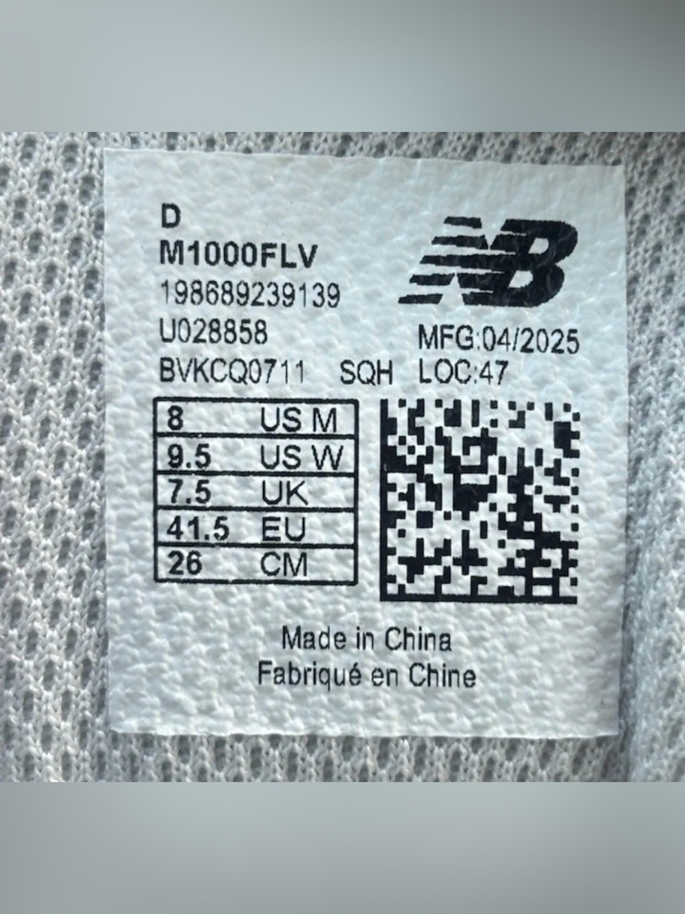 New Balance 1000 💅 NB Light Silver White M1000FLV U028858 Sz 9 NEW - Picture 5 of 5